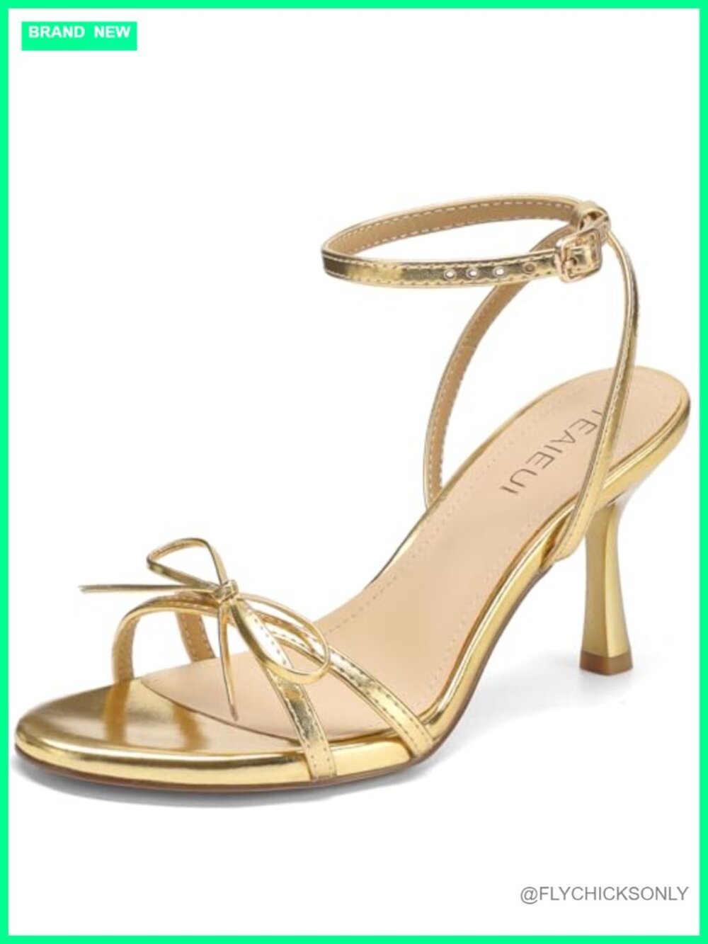 Kitten Heels Round Open Toe Strappy Sandals with Bow 3 Inch